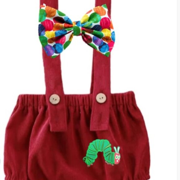 The Very Hungry Caterpillar Bow tie Outfit Clothes Romper Diaper Cover suspender